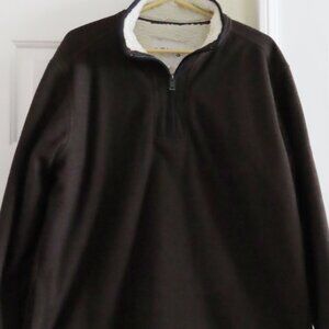 Orvis Men’s Quarter Zip Sherpa Lined Pullover Sweater Brown